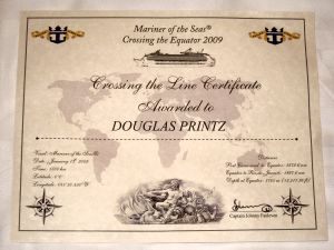 Doug's "Crossing the Line" certificate